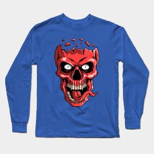 Red head skull tongue Long Sleeve T-Shirt